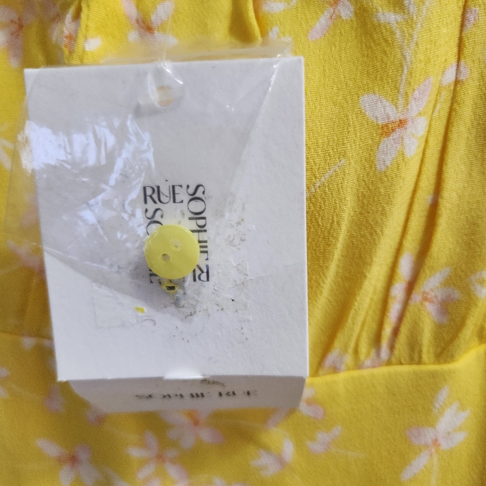 NWT Sophie Rue Yellow Multi Floral Puff Sleeve‎ Mini Peasant Dress Large #646 - Picture 14 of 14